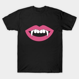 Cartoon Monster Vampire pink lips sharp Teeth Fangs T-Shirt